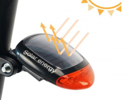 Stop avertizor LED pentru bicicleta/trotineta , cu 2 LED-uri si incarcare solara, NegruRosu - Img 2