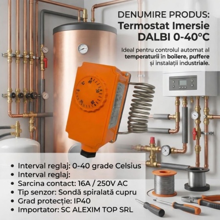 Termostat de Imersie IMIT TC2 cu Senzor Spirala 0-40 Grade pentru Boiler si Cazane - Img 3