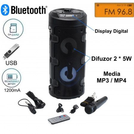 Boxa MP3 MK-8895 cu Bluetooth, USB, card si FM radio