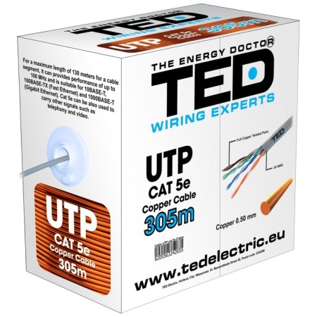 Cablu UTP Cat 5e cupru integral 8 fire TED, 305m / rola - Img 2