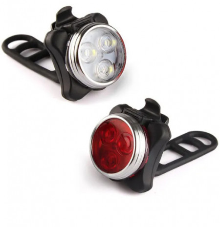 Far fata si Stop spate 3 LED, reincarcabile USB, 4 moduri luminare - Img 2