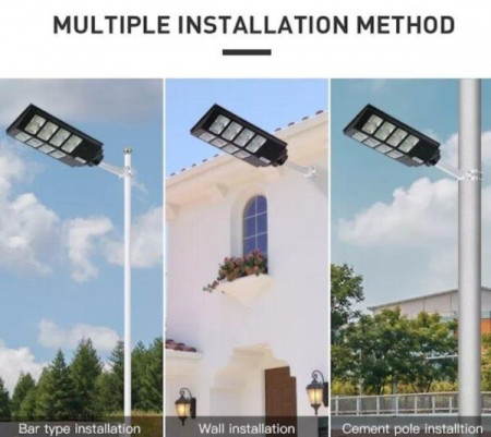 Lampa Stradala Proiector LED cu Incarcare Solara Jortan, 800W – 20Cadrane, Panou Solar Incorporat, acumulator intern, - Img 2