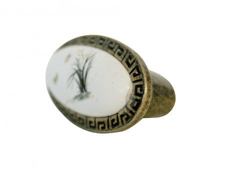 Maner - buton mobilier ANTIQUE BRONZE cu ceramica - Img 3