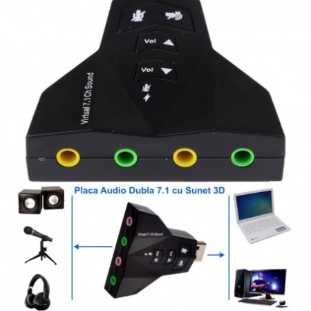 Placa de sunet USB , virtual 7 + 1 - Img 3