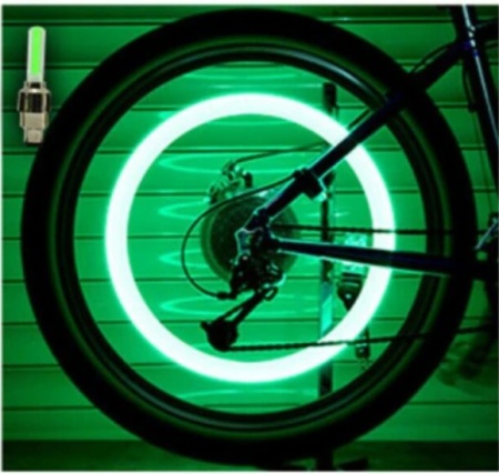 Set 2 lumini pentru valva rotii bicicletei, culoare verde - Img 2