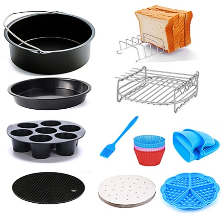 Set de 11 accesorii Zilan ZLN8023 pentru friteuza cu aer, diametru 19 cm