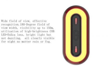 Stop Oval COB LED, reincarcabil USB, negru - Img 2
