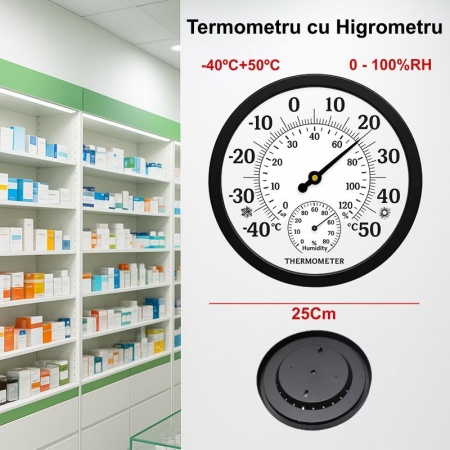 Termometru Rotund -40+50°C cu Higrometru 0-100RH - Img 3