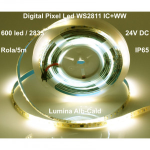 Banda LED 24V digital WS2811 IC+Y, 120LED/m - IP65: alb rece, alb cald, rosu, galben, verde, albastru - Img 6