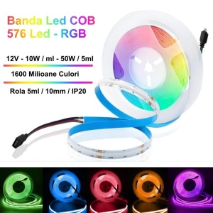 Banda LED RGB COB 576, 12V - 10W/ml - 10mm, rola 5m - Img 2