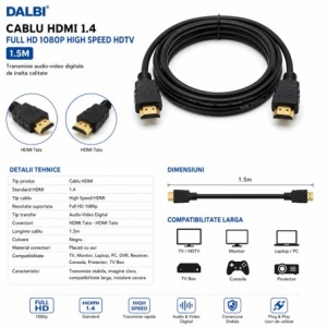 Cablu HDMI 1.4 Full HD 1080p High Speed HDTV 1.5m - Img 2