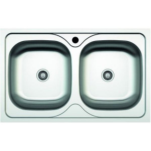 Chiuveta cu doua cuve pentru masca Z-INOX, Inox anticalcar, 50x80 cm