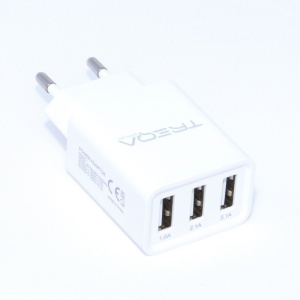 Incarcator retea - 3 x USB / 3,1A + Cablu Micro USB , TREQA - Img 2