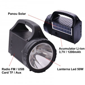 Lanterna BL-12SL cu radio si panou solar
