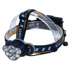 Lanterna de cap 4+2 LED si 2 acumulatori 3,7V Li-Ion - Img 2