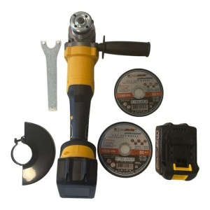 Polizor unghiular (Flex) cu acumulator, 36V, sistem de prindere M14,125 mm, 2 acumulatori, 2 discuri metal si otel Luca Abrasiv, galben - Img 3