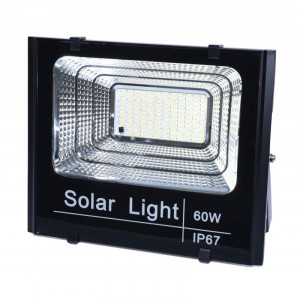Proiector cu panou solar, senzor de lumina si telecomanda 60W - Img 3