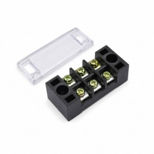Regleta Electrica cu Contacte din Alama Nichelata, 3 Poli, 15A 600V, cu Capac, TB-1503