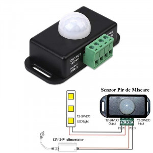 Senzor Pir-8 comutator miscare 12V-24V / 6A - Img 4