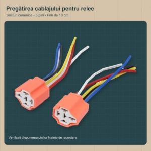 Set 2 Socluri Ceramice pentru Relee Auto cu 5 Pini si Fire de 10 cm - Img 2