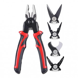 Set cleste multifunctional 5 in 1: patent, dezizolator, sfic, cleste sertizare, foarfeca
