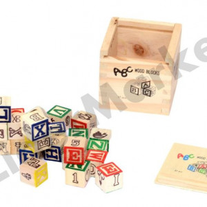 Set cuburi din lemn ABC