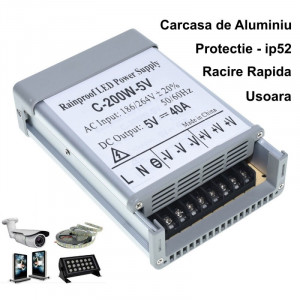 Sursa alimentare de exterior 5V - 200W / 40A