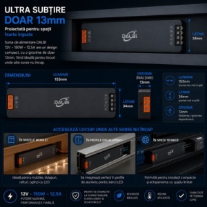 Sursa Alimentare LED 12V 150W 12.5A Ultra Slim 13mm - Img 4