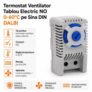 Termostat Tablou Electric NO 0-60°C pentru Ventilatie si racirea componentelor electrice pe Sina DIN - Img 2