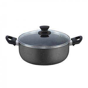 Cratita aaluminiu ZILAN 26cm, 4L cu capac sticla - perete gros 2.1mm, interior neaderent