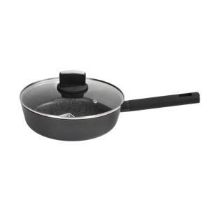 Cratita Zilan ZLN0874 Negru cu invelis din marmura, 5 straturi, 24 cm si maner fin la atingere, 2.4L