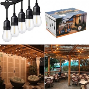 Ghirlanda Luminoasa cu Incarcare Solara, 10 metri cu 20 Becuri Led E27 Lumina Calda - Img 2