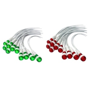 Indicator LED 24V DC de panou rosu sau verde, 9,5mm cu fire 20cm - set 10 bucati