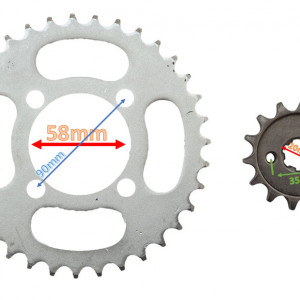 Kit lant ATV 428 - 128L si pinioane 428-38T / 428-15T D90 - Img 2