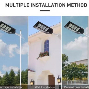 Lampa Stradala Proiector LED cu Incarcare Solara Jortan, 1000W – 20Cadrane, Panou Solar Incorporat, acumulator intern, 96 leduri - Img 2