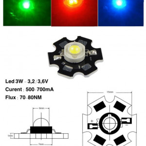 LED SMD 3W cu radiator: rosu, albastru sau verde - Img 2