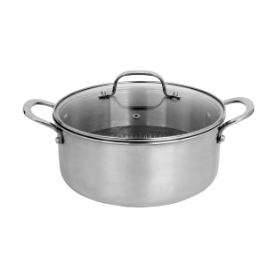 Oala Zilan ZLN9648 cu capac, tri-ply, inox, antiaderent, protectie la zgarieturi, usor de spalat, 24 cm,4.3L