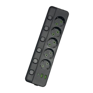 Prelungitor 3 metri cu 5 prize, 2 porturi USB + 1 port Type-C, 2500W si intrerupatoare - Img 2
