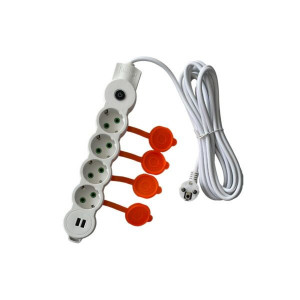 Prelungitor 4 prize schuko, 2 prize USB 2.0, Intrerupator cablu, 3x1mm , 5M - Img 2