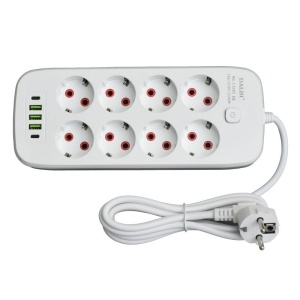 Prelungitor Multifunctional 8 prize - 2m cu 3 x USB 2,1A - 2 x PD si Intrerupator - Img 4