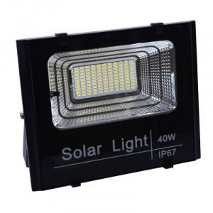 Proiector cu panou solar, senzor de lumina si telecomanda 40W - Img 2