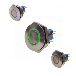 Push buton metalic 30mm / 24V cu led rosu, albastru sau verde