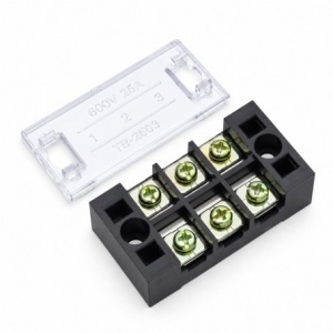 Regleta Electrica cu Contacte din Alama Nichelata, 3 Poli, 25A 600V, cu Capac, TB-2503