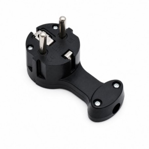 Stecher Schuko 16A 250V Negru cu Inel Tragere Profil Redus