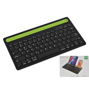 Tastatura neagra mini slim cu Bluetooth si suport tableta sau telefon - Img 2