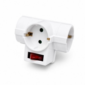 Triplu Stecher 3 Prize Compact 16A 250V cu Intrerupator si Protectie Copii
