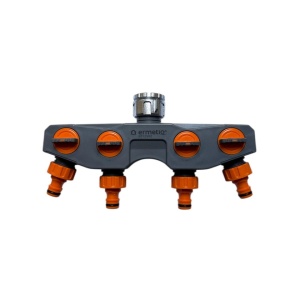 Adaptor, distribuitor 4 cai cu robineti PLUS pentru instalatie irigat, udat, stropit