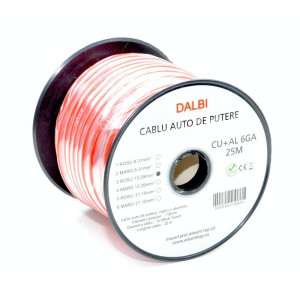 Cablu auto rosu CU+AL 6GA 7,8mm , 25m / rola