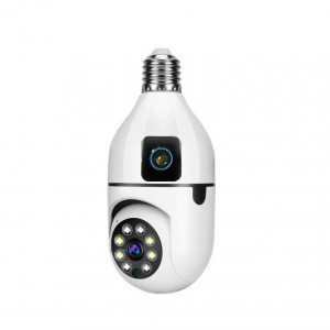 Camera de supraveghere cu IP Dual View PTZ 360 grade si fixa, E27