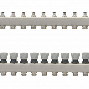 Distribuitor agent termic 1"-3/4'' inox, cu aerisitor si robinet de golire 12 cai